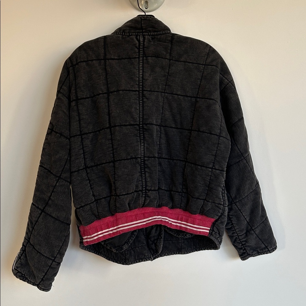 Free people Black Quilted Jacket with Red and White Stripes - Picture 2 of 3
